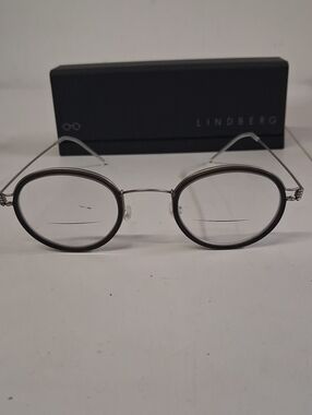 NWOT Rxable Mens Lindberg 084 Round Gunmetal Eyeglass Frames